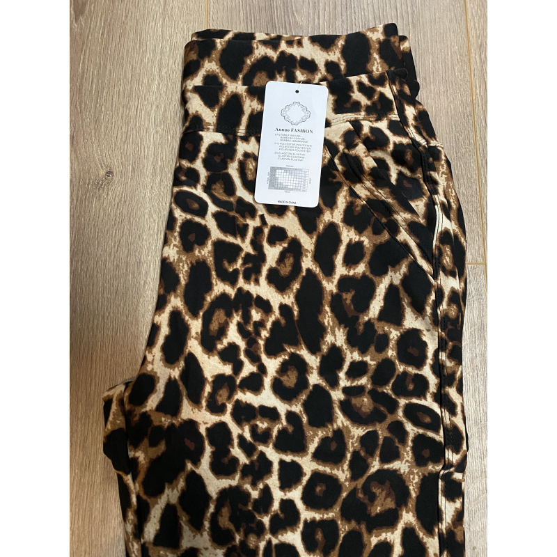 Comfy broek panterprint bruin T237