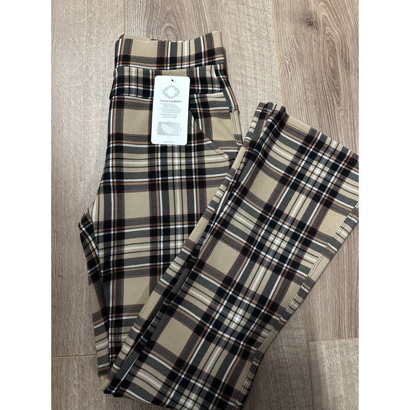 Comfy stretch broek camel streep flared R227