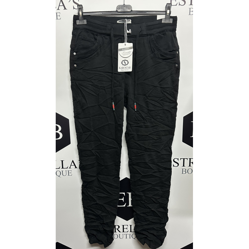 Karostar jog denim zwart K2837-1