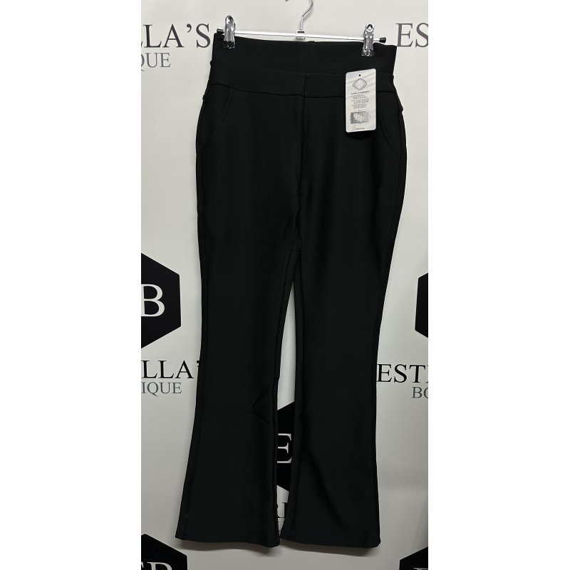 Comfy stretch broek flared zwart R227