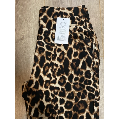 Comfy broek panterprint bruin T237 Comfy broek panterprint bruin T237